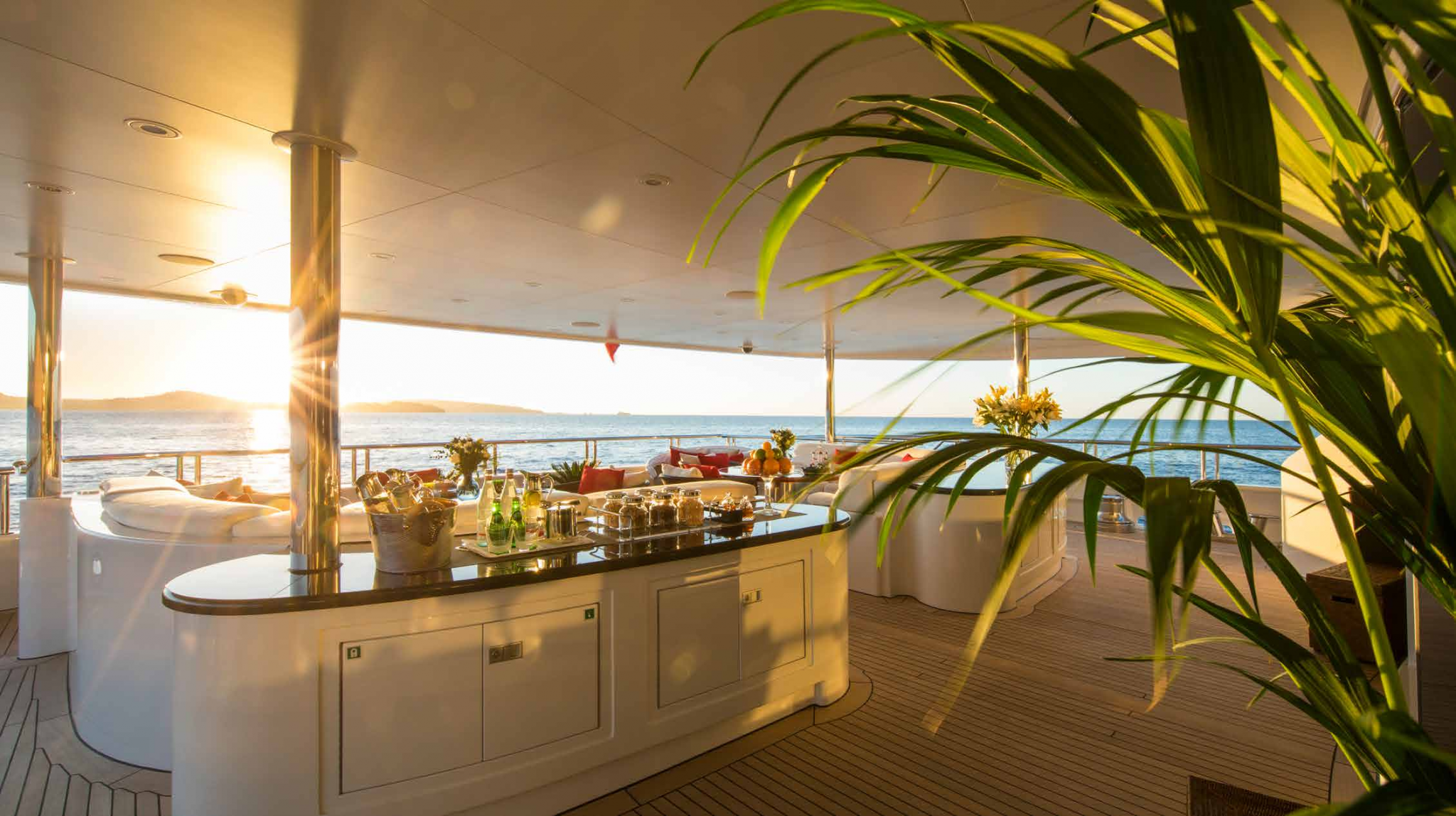 sunset on the aft deck